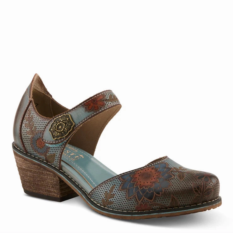 Office Fit Easy Walking Spring Step Women's Cabracho Heeled Mary Jane in Blue Multi