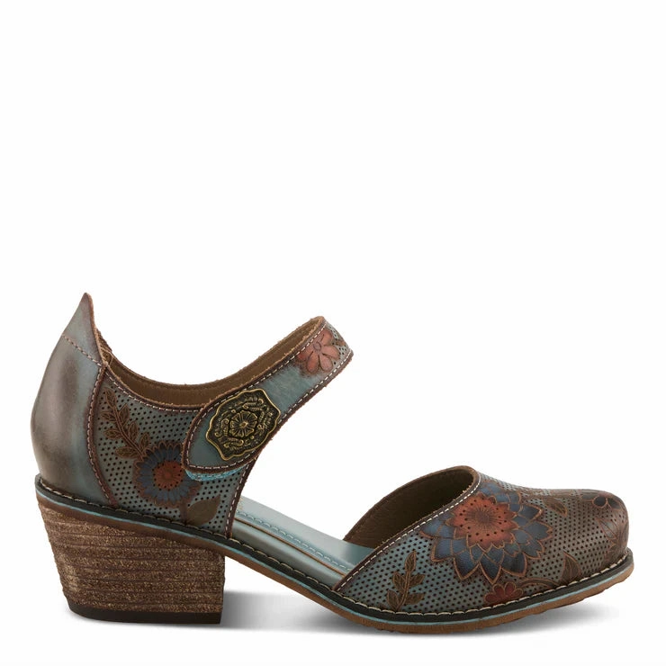 Urban Essential Snow Step Spring Step Women's Cabracho Heeled Mary Jane in Blue Multi