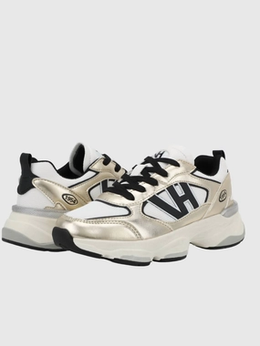 Women's Dash Washed Sneaker In Gold/ Black Comfortable Flex Go Fast