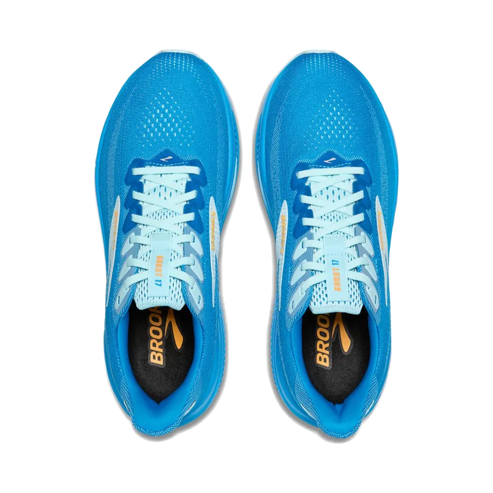 Brooks Men's Ghost 17 Sneaker in Cloissone/Blue/Orange Comfort Feel Sleek Vibe