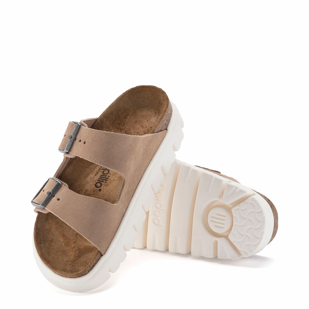 Fashion Mood Birkenstock Women's Arizona Chunky Suede Leather Slide Sandal in Warm Sand