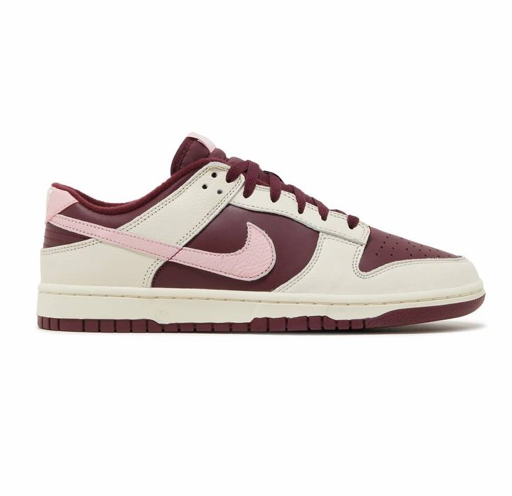 Slip On Style Nike Men's Dunk Low Retro RPM Shoes -  Pale Ivory / Medium Soft Pink / Night Maroon