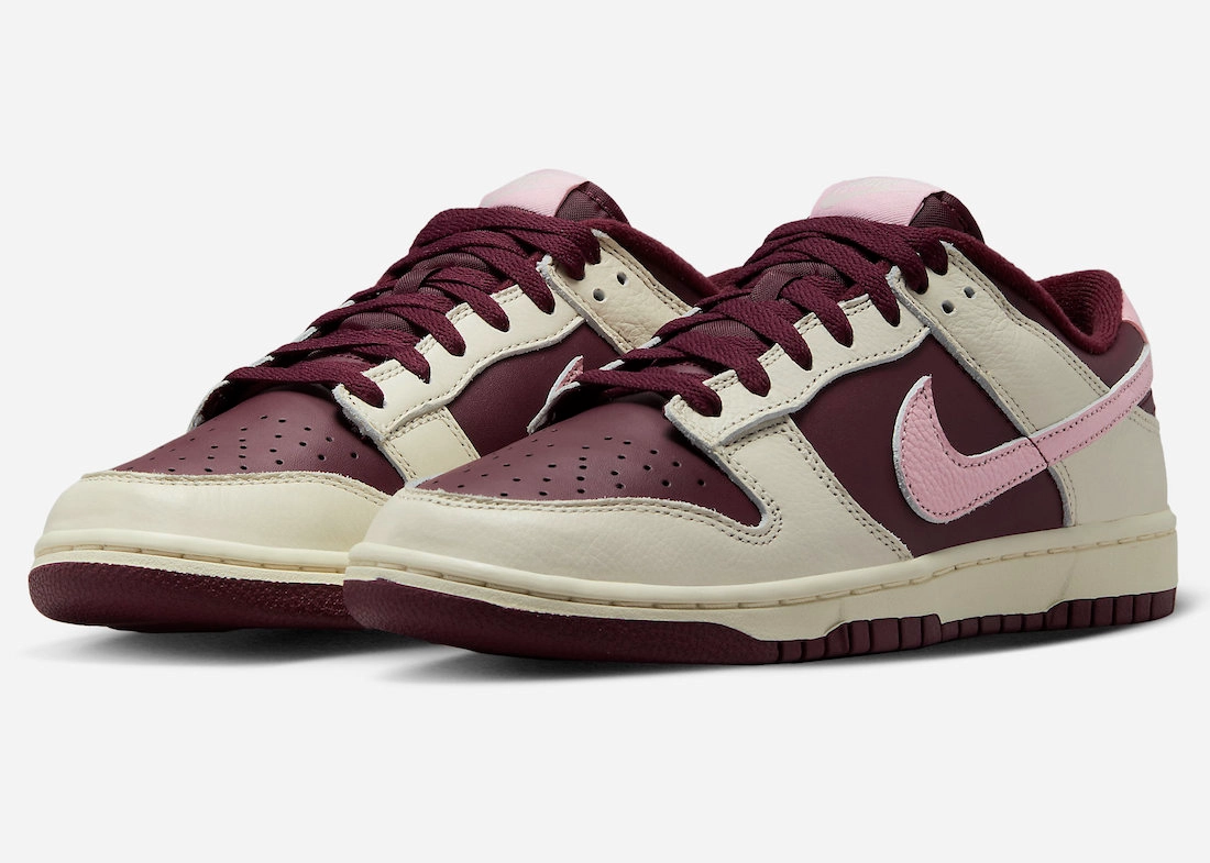 Comfort Feel Nike Men's Dunk Low Retro RPM Shoes -  Pale Ivory / Medium Soft Pink / Night Maroon
