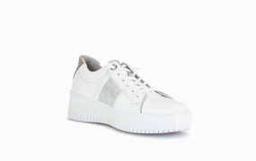 Women's Laced Wedge Sneaker In White/silver Cushioned Frame