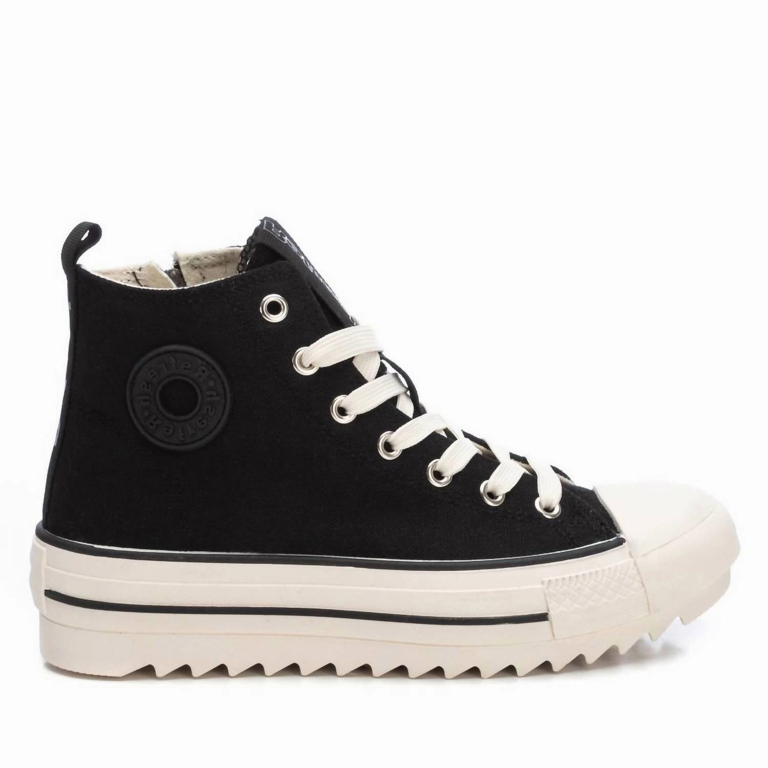 Women's Casual High Top Sneakers In Black Minimalist Styling Sock Like Collar