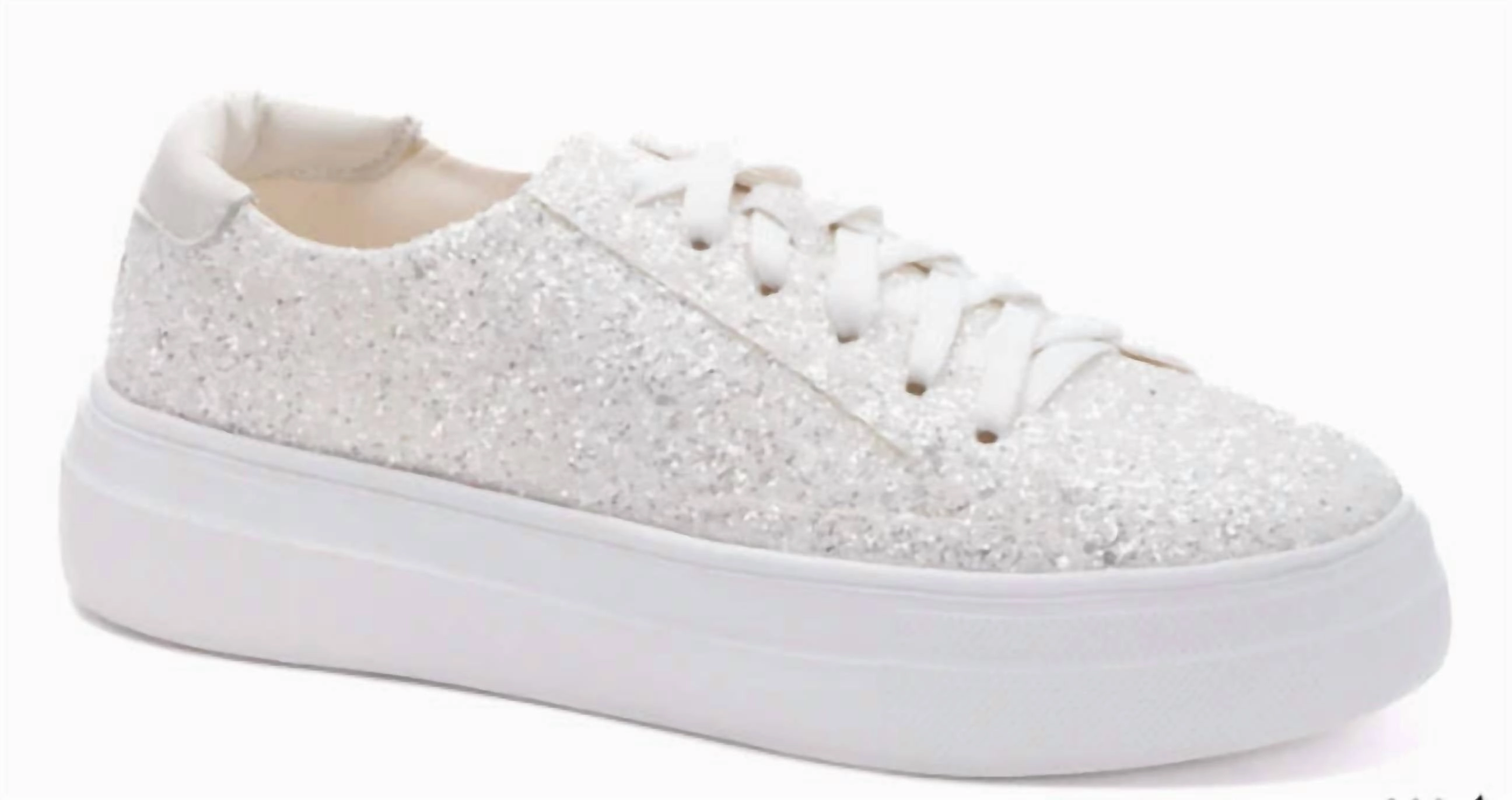 Torsional Stability Frame Synthetic Upper Women's Glaring Sneaker In White Glitter