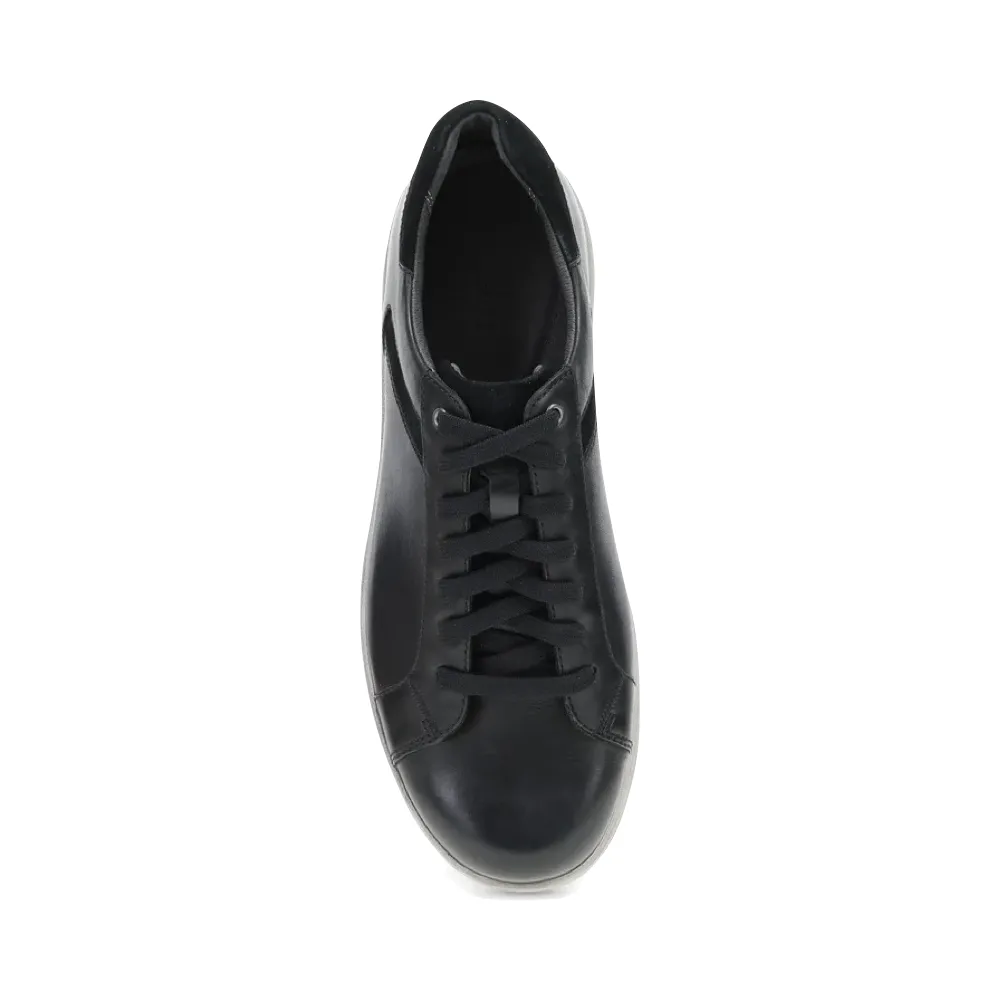 Narrow Fit Dansko Men's Trevor Leather Tie Sneaker in Black