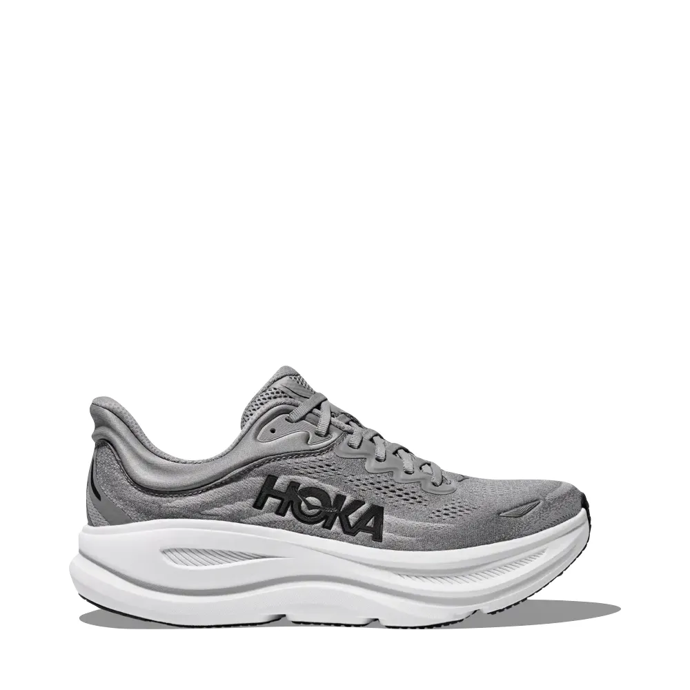 Quiet Walk Hoka Men's Bondi 9 Sneaker in Galactic Grey/Stellar Grey