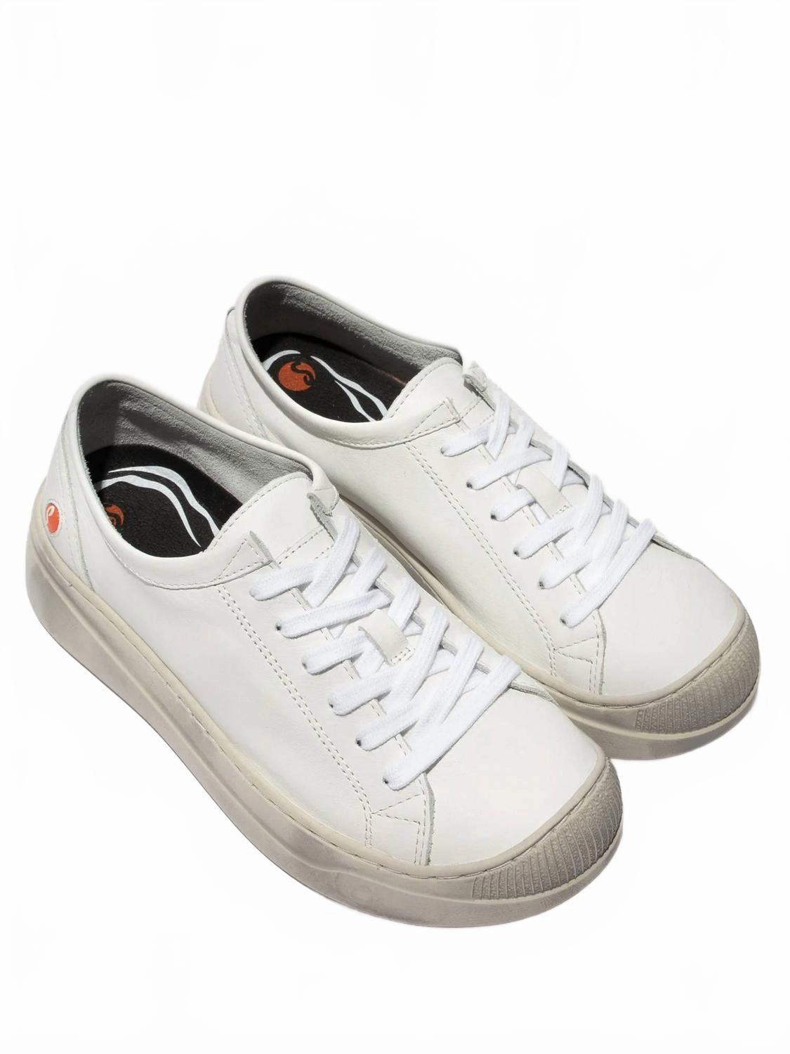 Women's Lace-Up Leather Shoes In White Durable TPU Travel Ready