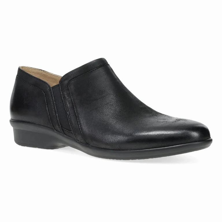 Wide toe box Effortless Wear Dansko Women's Cheryl Shootie in Black Burnished Nubuck
