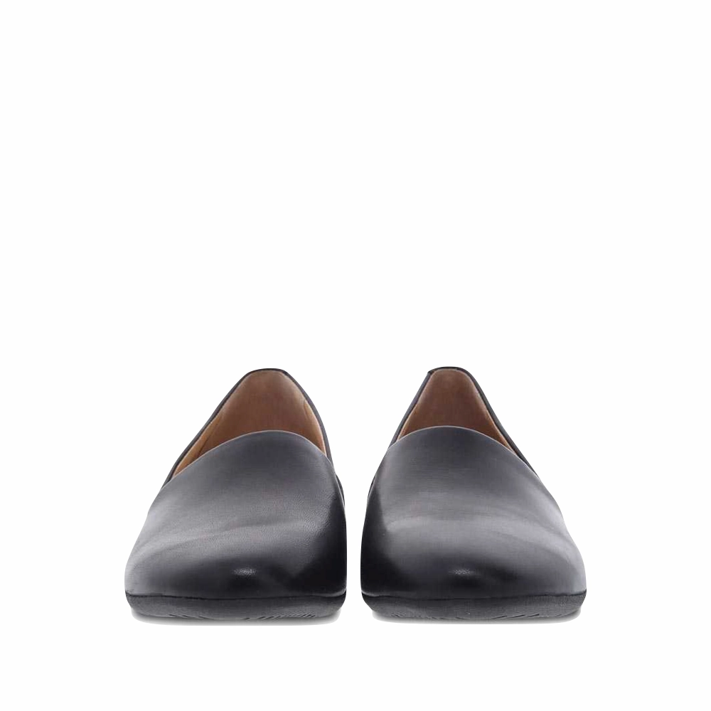 Dansko Women's Larisa Leather Flat Slip On Loafer in Black Unisex Design