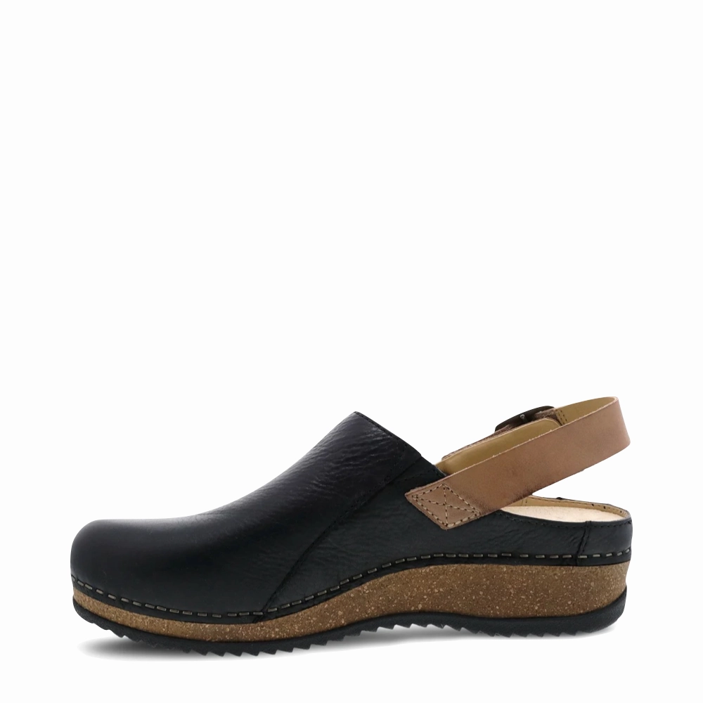 Dansko Women's Merrin Sling Back Clog in Black Cushion Touch