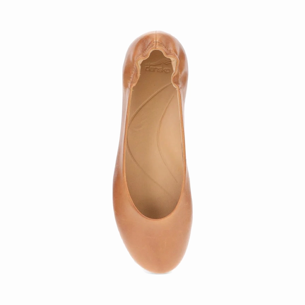 Comfort Advantage Dansko Women's Mollie Slip On Flat in Luggage Tan