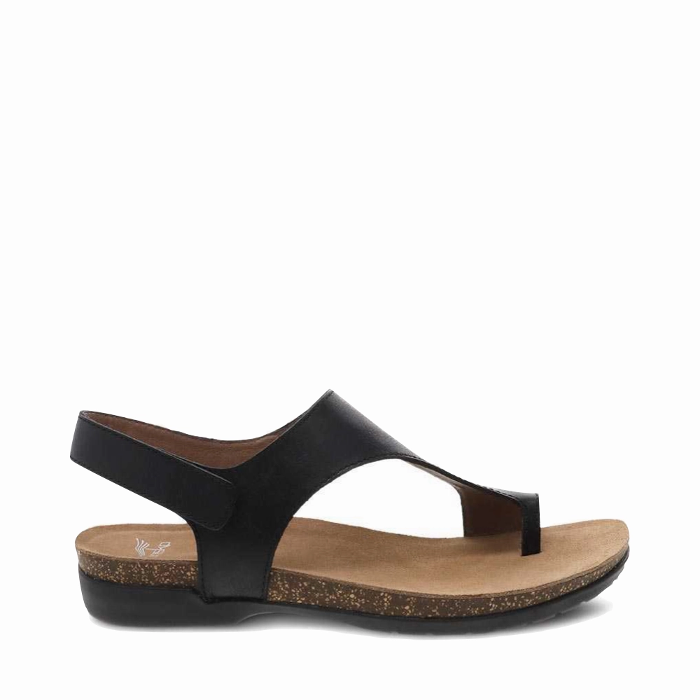 Dansko Women's Reece Thong Sandal in Black Stroll Ready
