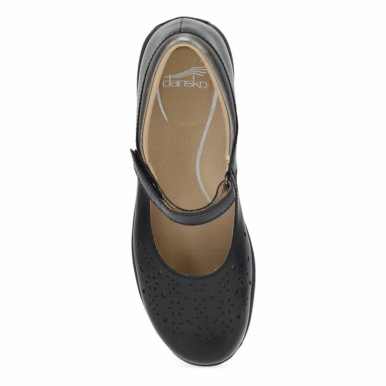 Soft Soles Dansko Women's Stacy Mary Jane in Black Waxy Burnished Leather