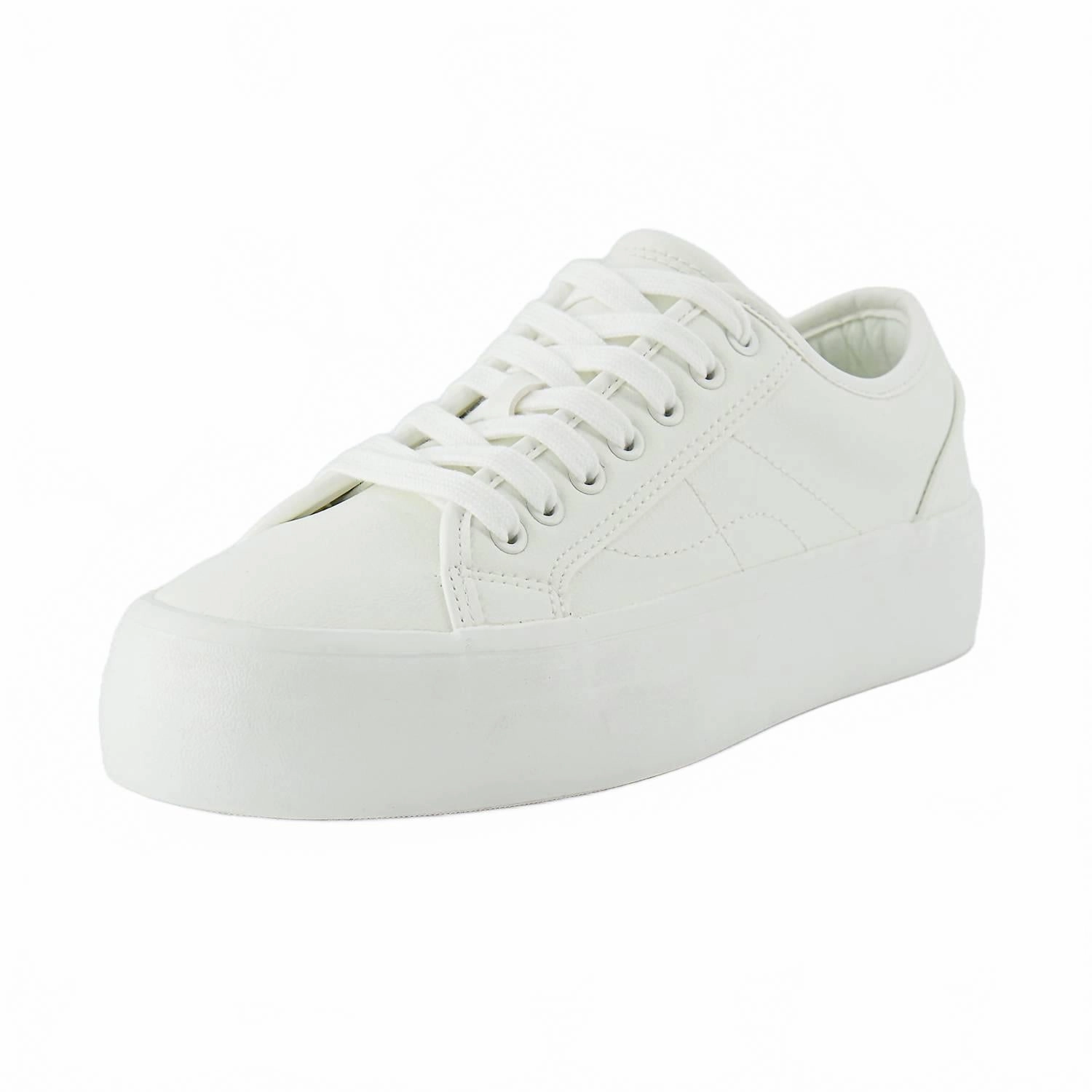 Women's Tag Low Top Canvas Sneaker In White/white Ergonomic Heel Cup Design