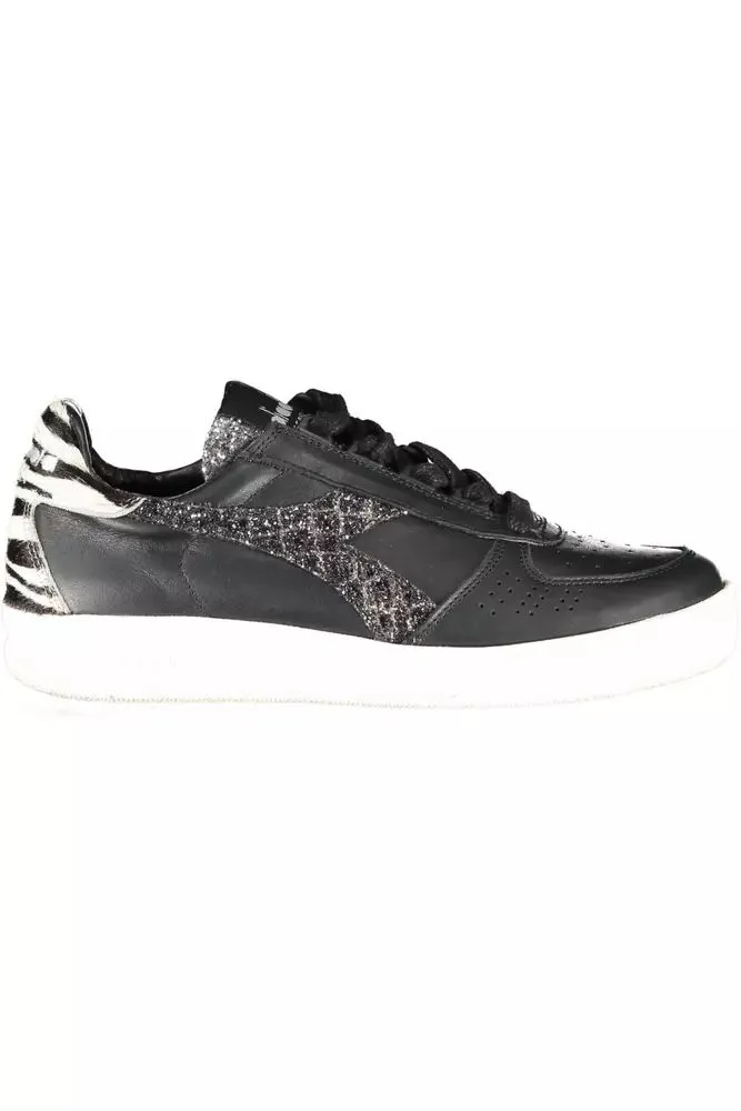 Diadora Sleek  Leather Sneakers with Contrast Women's Accents Heel Cushioning Slim breathability