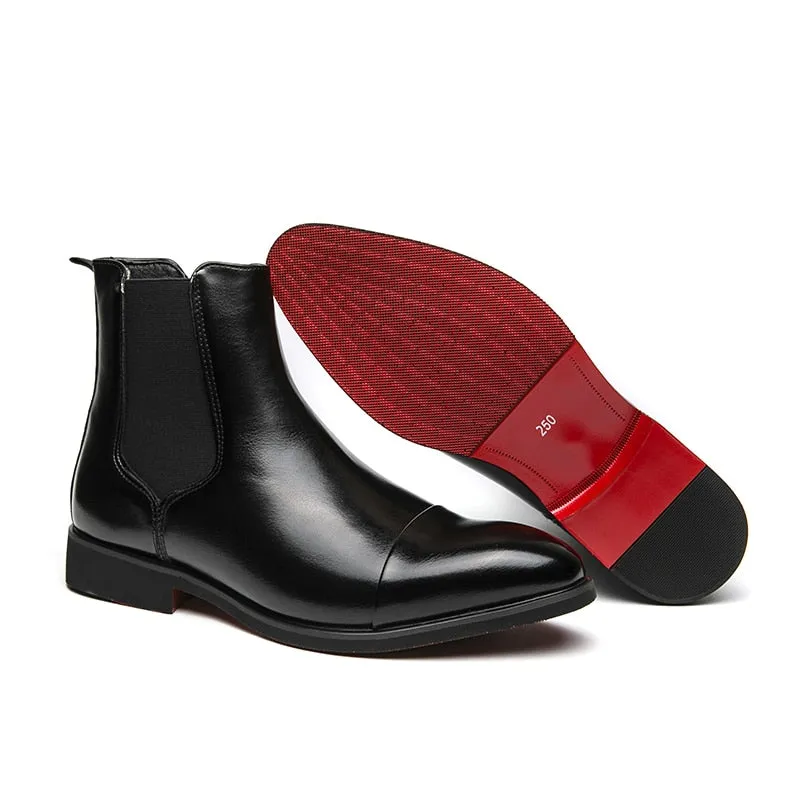 Roma - Red Bottom sole leather Chelsea Boots For Men Business Lounge