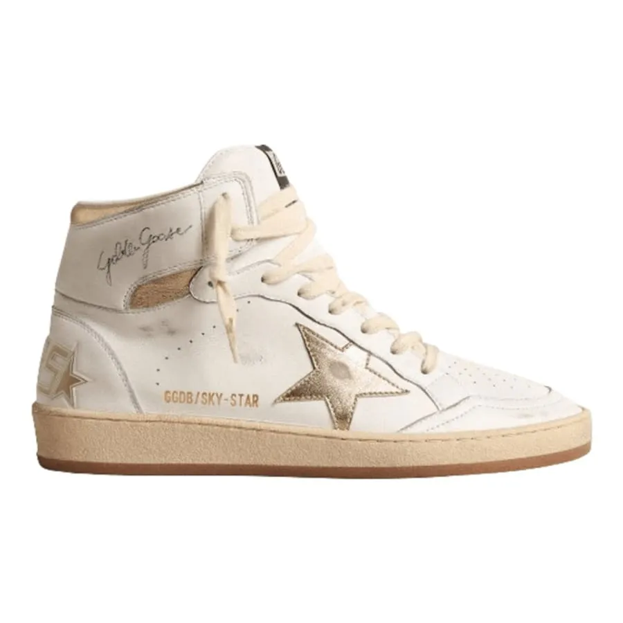 Golden Goose Sky-Star Gold Metallic Star and Heel Tab Women's Sneakers Training Use Abrasion Resistant Toe Cap