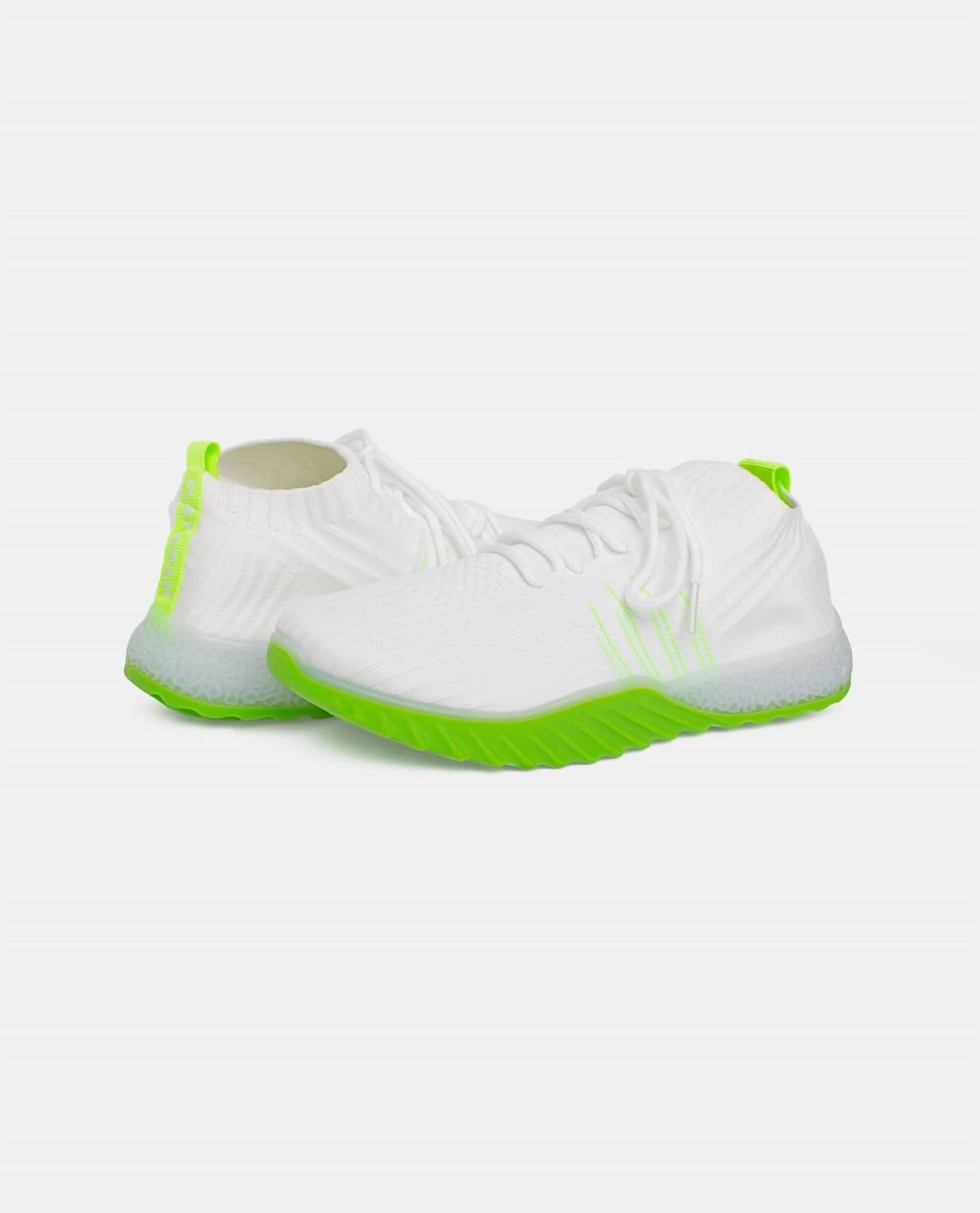 Women's Positive Lace Up Sneaker In White And Lime Active Flex Outdoor Fit
