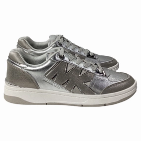 Michael Kors Rebel Sneaker in Silver Leather Midfoot Lock System
