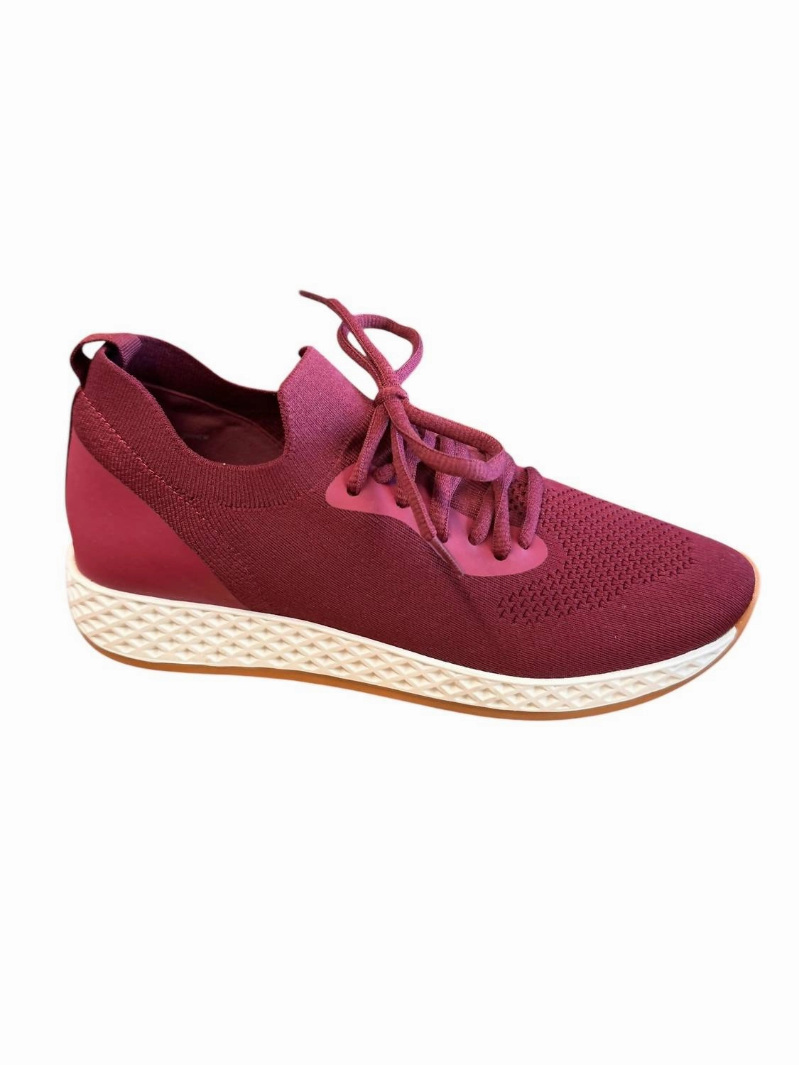 Thickened Collar Women's Lace-Up Sneaker In Wine