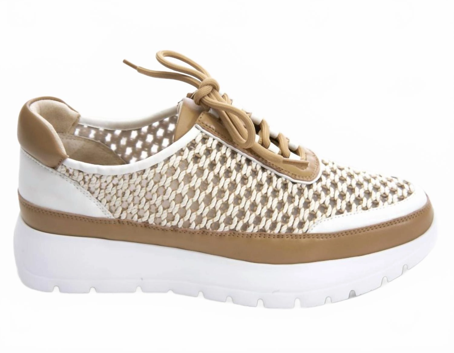 Comfortable Lace Women's Qubi Tennis Shoe In Beige Itess