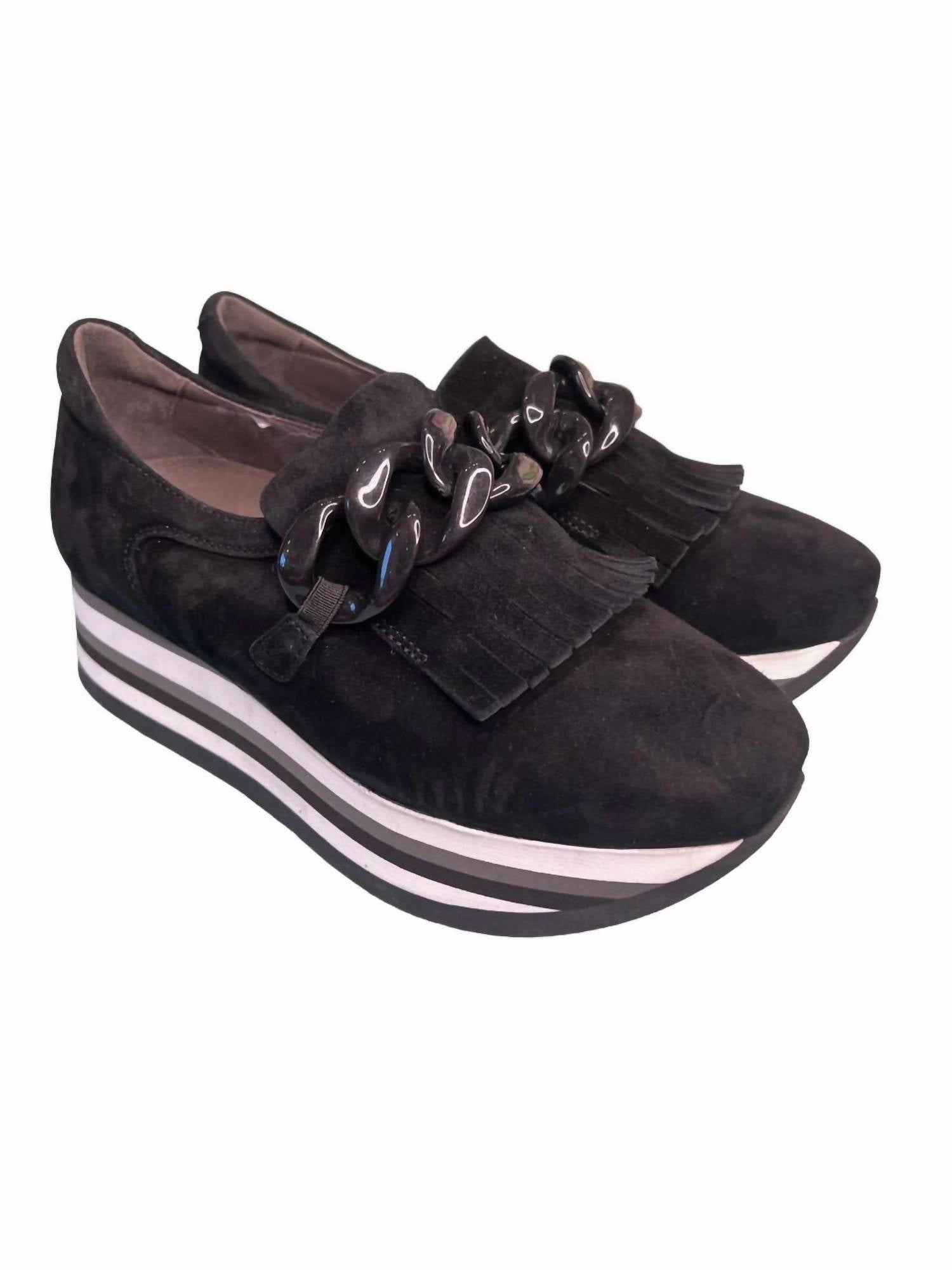 Women's Adaya Sneaker In Black Suede Non Slip Outsole Patterns