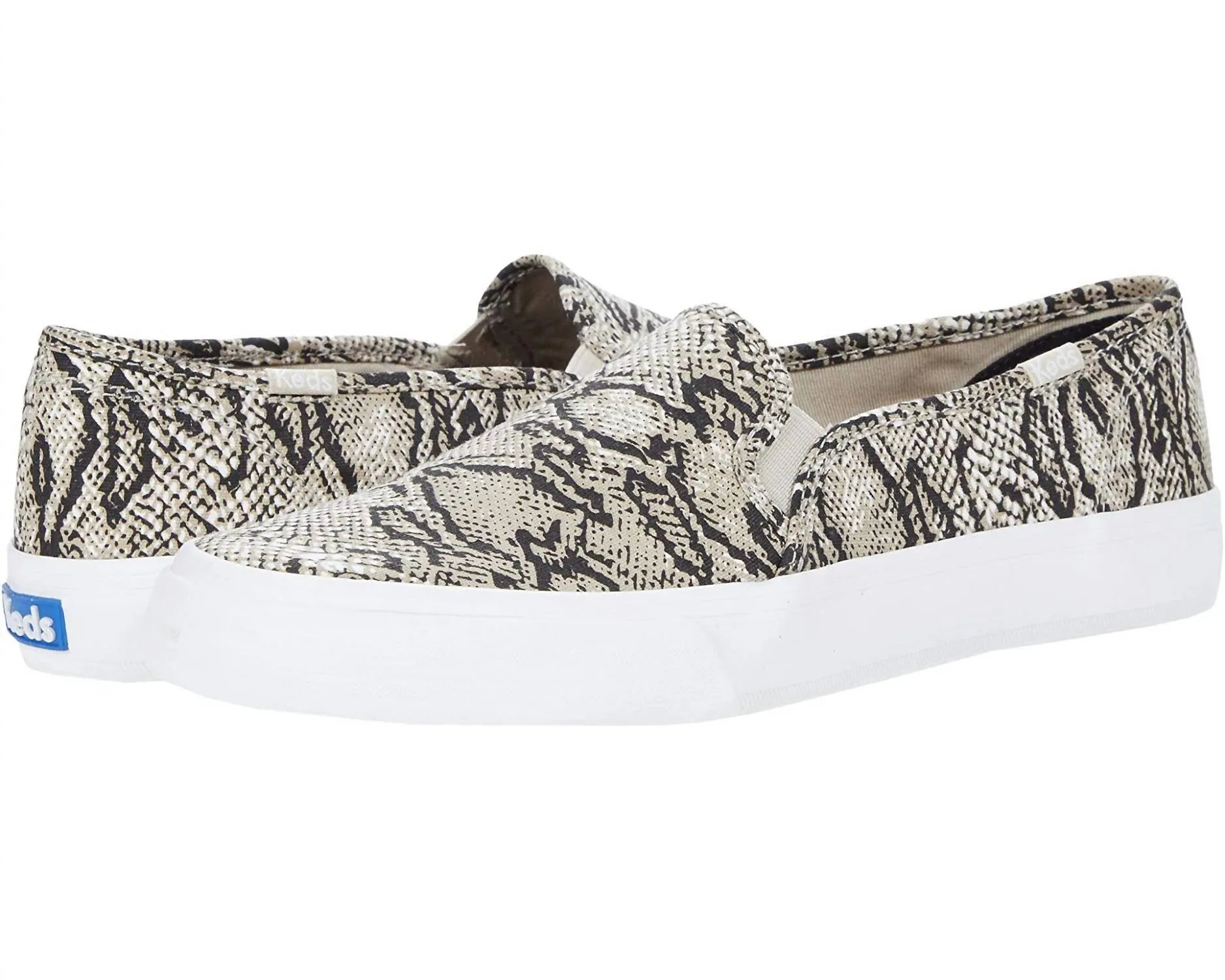 Functional Style Double Decker Snake Sneaker In Cream/black
