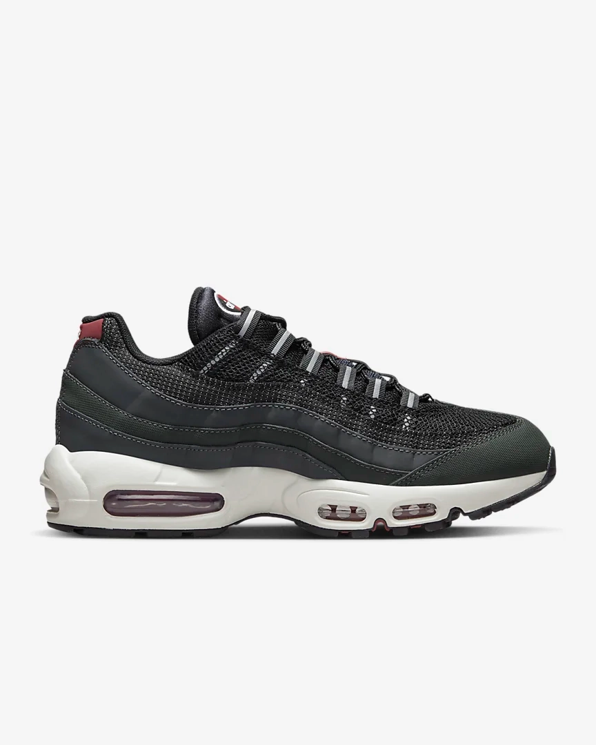 Lace   Up Style Quick Dry Inner Sock Nike Men's Air Max 95 Shoes - Anthracite / Team Red / Summit White / Black
