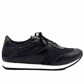 Women's Train Walking Shoe In Black Leather & Mesh Active Wear Easy to Wear