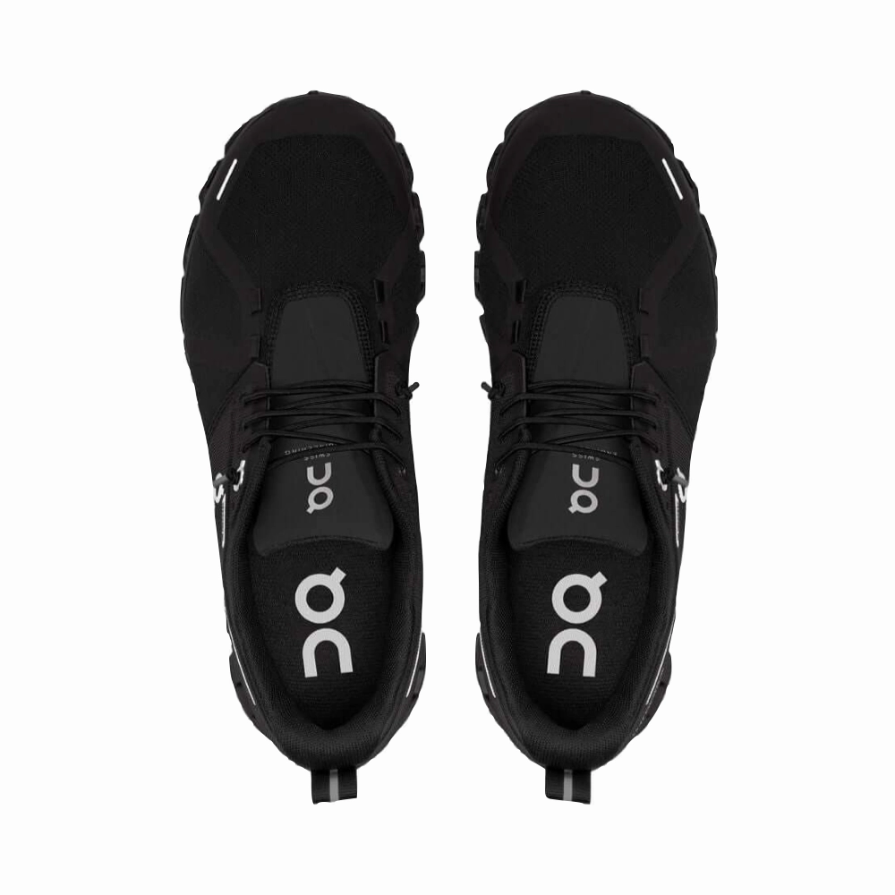 On Women's Cloud 5 Waterproof Sneaker in All Black Color Fun Everywhere Use