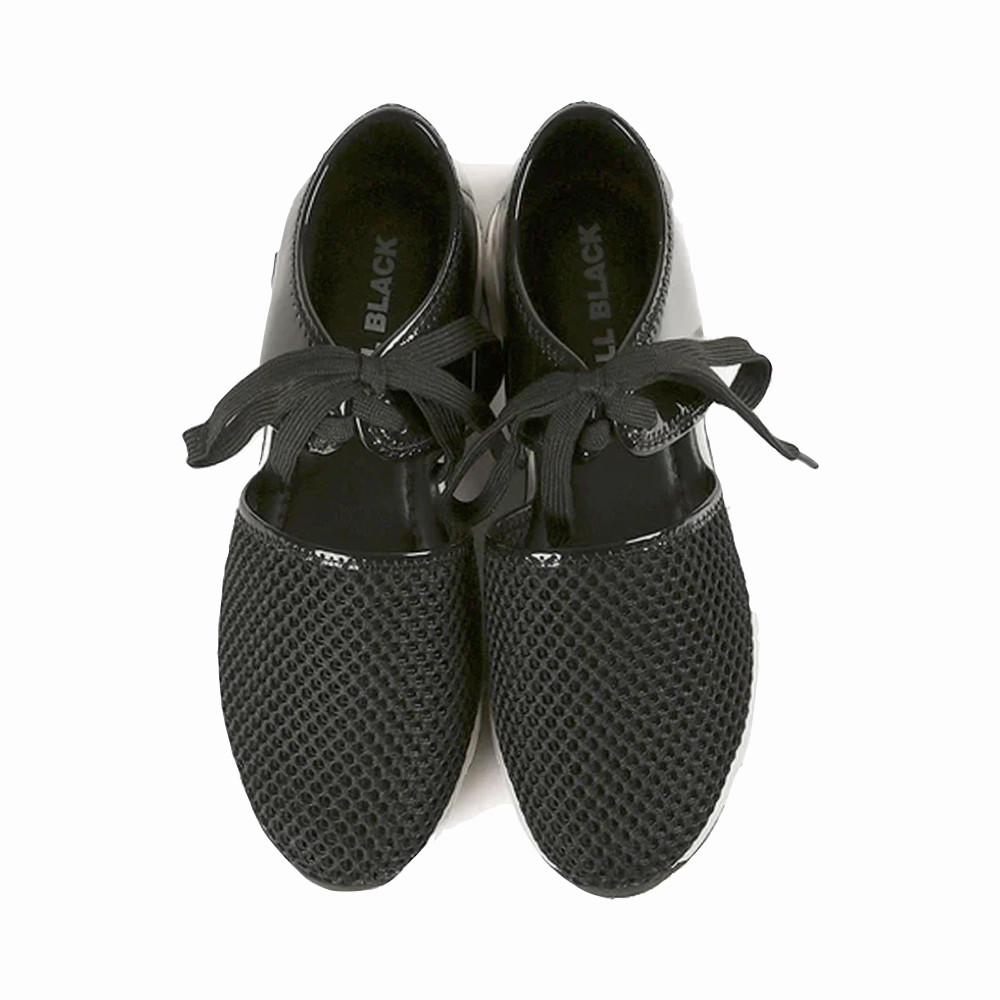 All Black Women's Amazing Mesh Sneaker in Black High Quality Leather Gym Style