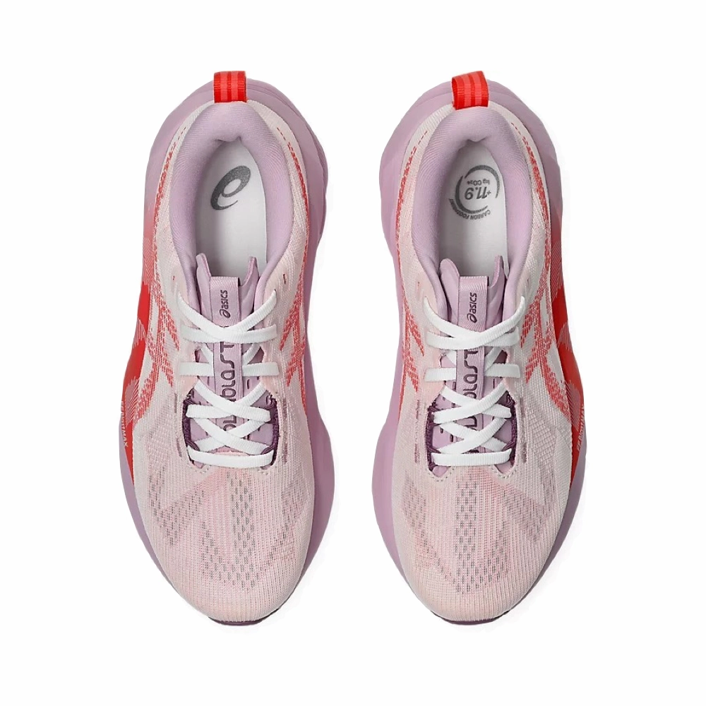 Long Hours Asics Women's Novablast 5 Sneaker in White/Coral