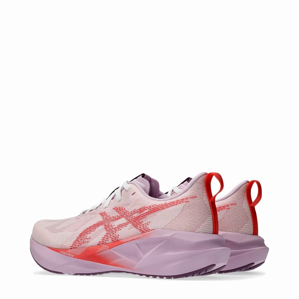 Adjustable Straps Asics Women's Novablast 5 Sneaker in White/Coral