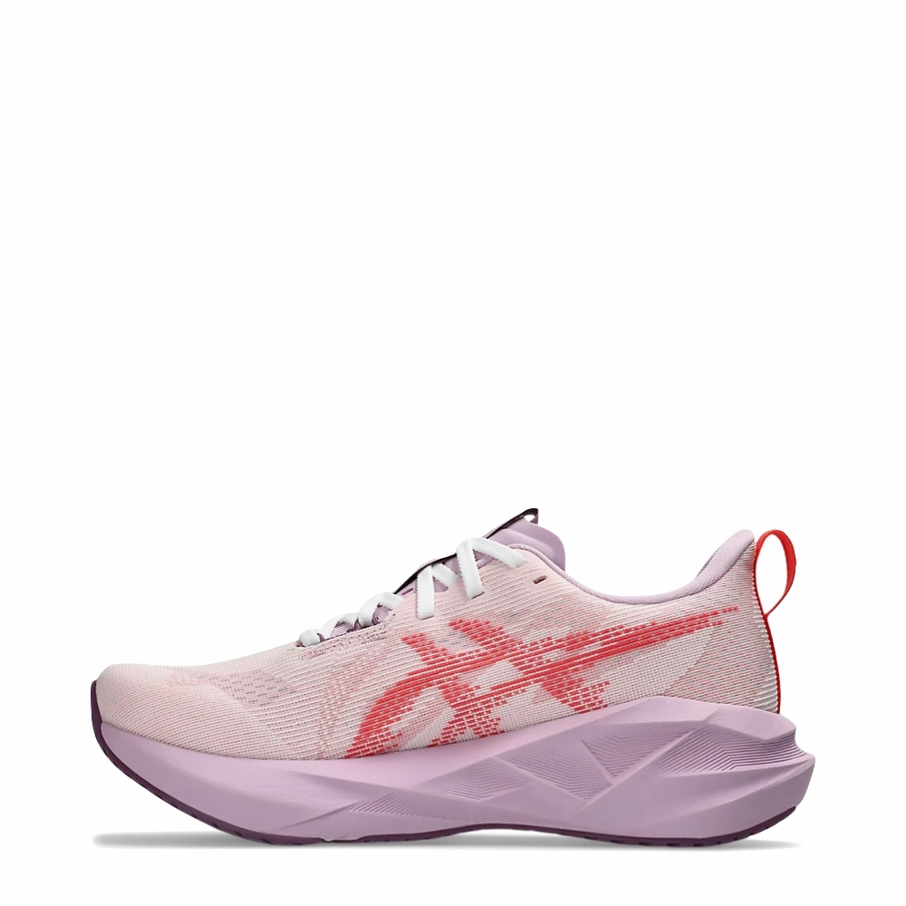athletic style Shine Jog Asics Women's Novablast 5 Sneaker in White/Coral