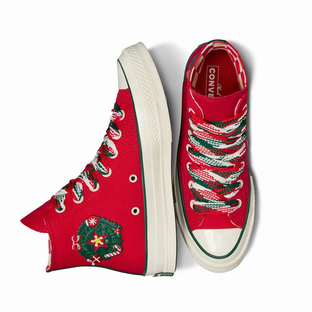 Converse -  Unisex Chuck 70 X-Mas Gingerbread & Knit Sock High Top Shoes (A12454C) Casual Fit Comfortable to wear