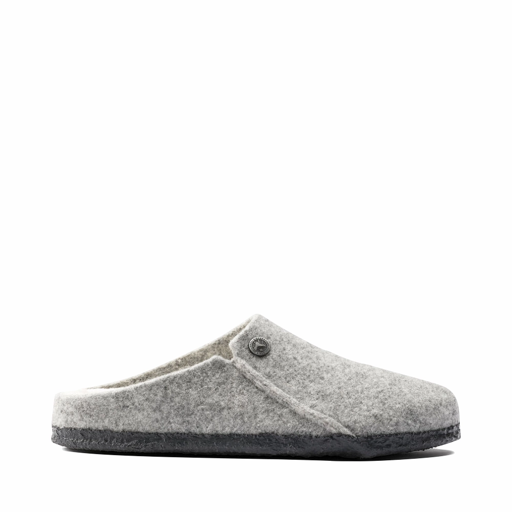 Storm Jog Shine Hike Birkenstock Women's Zermatt Shearling Slip On Clog Slipper in Light Grey