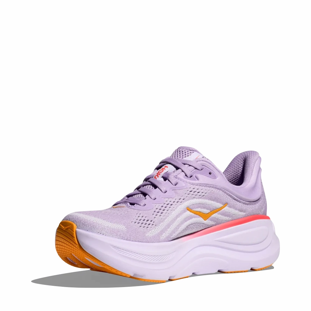 Hoka Women's Bondi 9 Sneaker in Aster Flower/Starlight Glow Unisex Comfort Anti Microbial Treatment