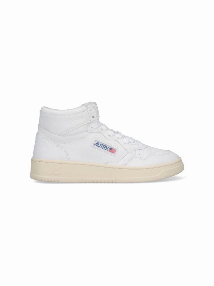 Loose Fit Medalist" High-Top Sneakers ?C White