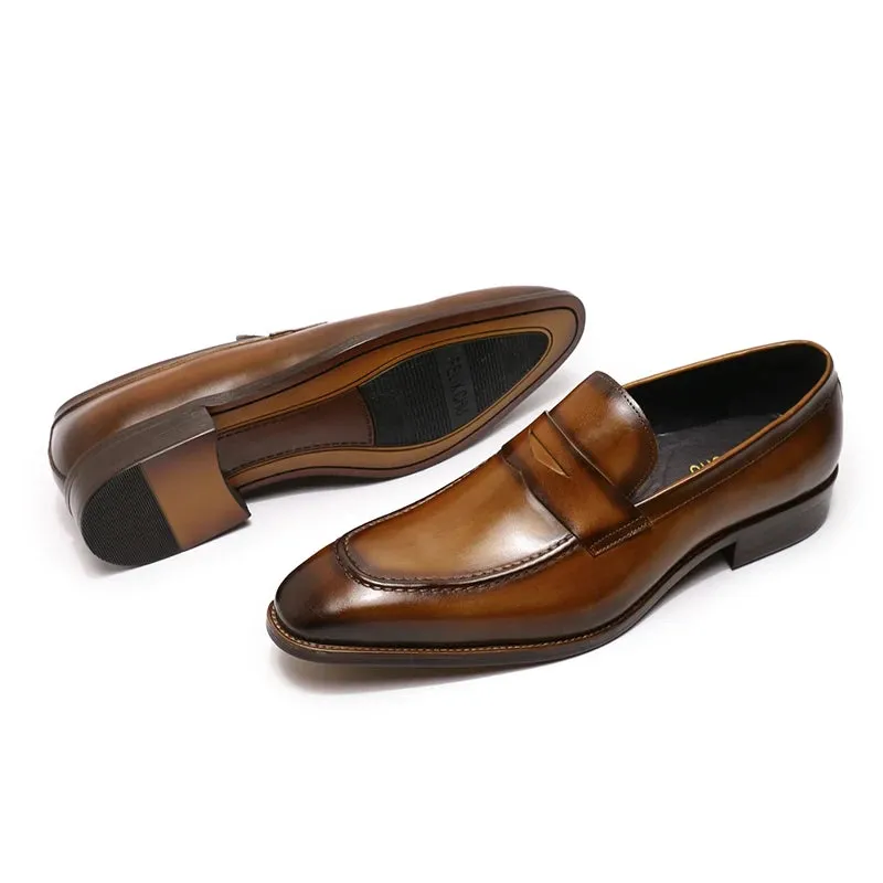Compact Form Minimalist Style Romi2 - Stylish Leather penny loafers for men. Big sizes (US 15)