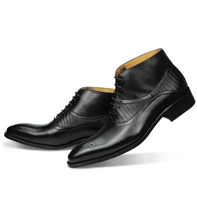 The Ardito - Brogue two tone leather boots for men Sophisticated Look