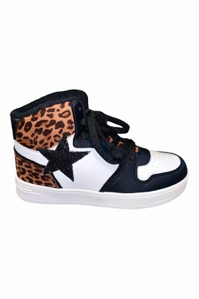 Sneaker Style Soft Form Women's Glitter Star Hightop Sneakers In Black Multi