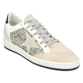 Morning Rush Ventilated Footbed Golden Goose "BALL STAR BEIGE WHITE GLITTER"
