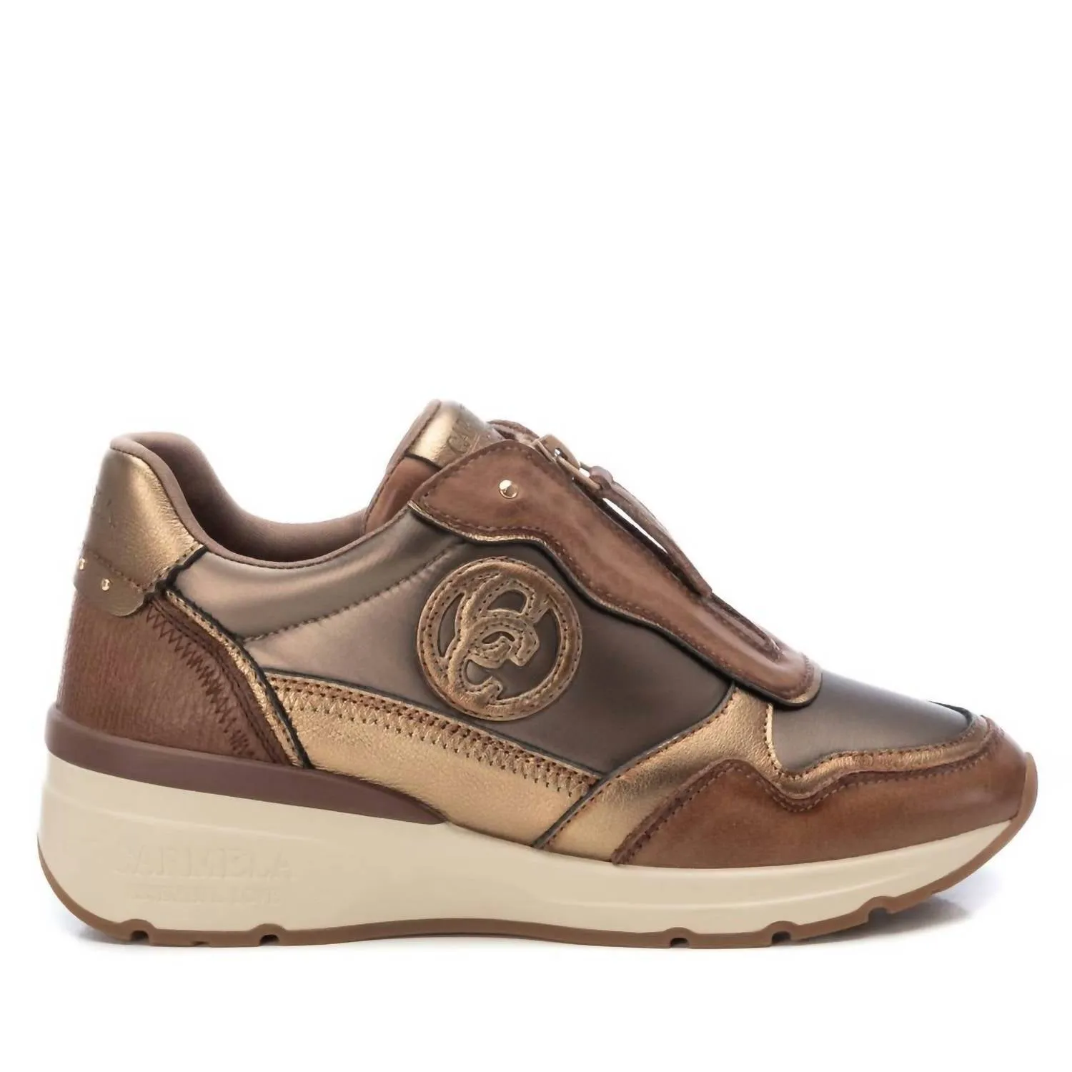 Women's Leather Sneakers In Taupe Seamless Feel