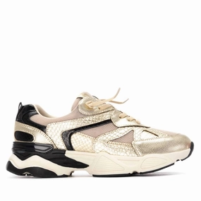 Speed Form Women's 144653 Round Toe Sneakers In Gold