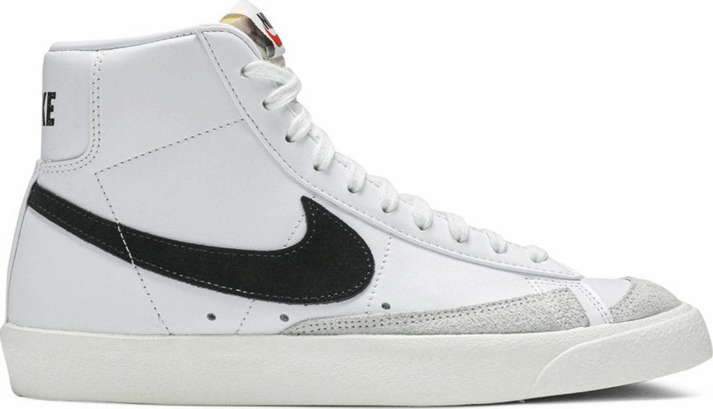 Breathable Airflow Design Stretch Gusset Nike Blazer Mid 77 White Black (Women's)