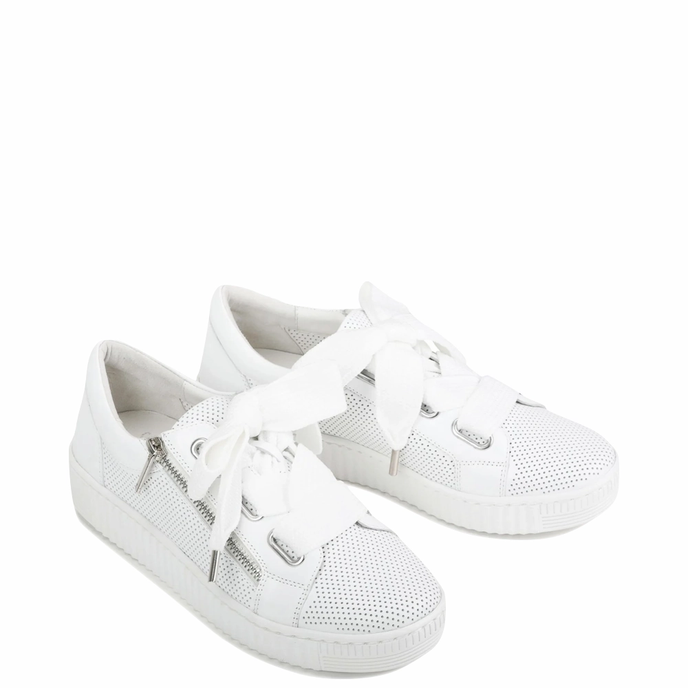 Current Hike Dusk Run EOS Women's Jovi Luxe Perf Leather Tie Sneaker in White