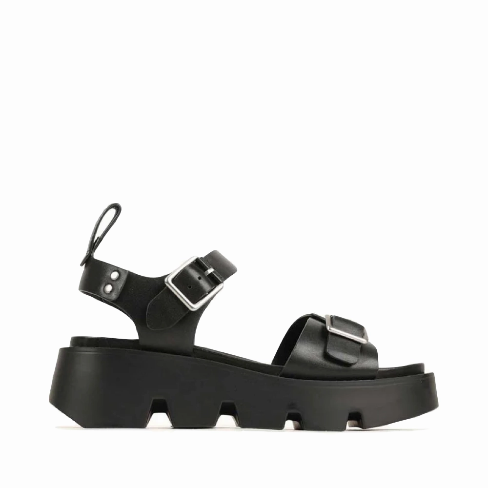 Effortless Style Energy Returning Sole EOS Women's Kaira Leather Platform Sandals in Black
