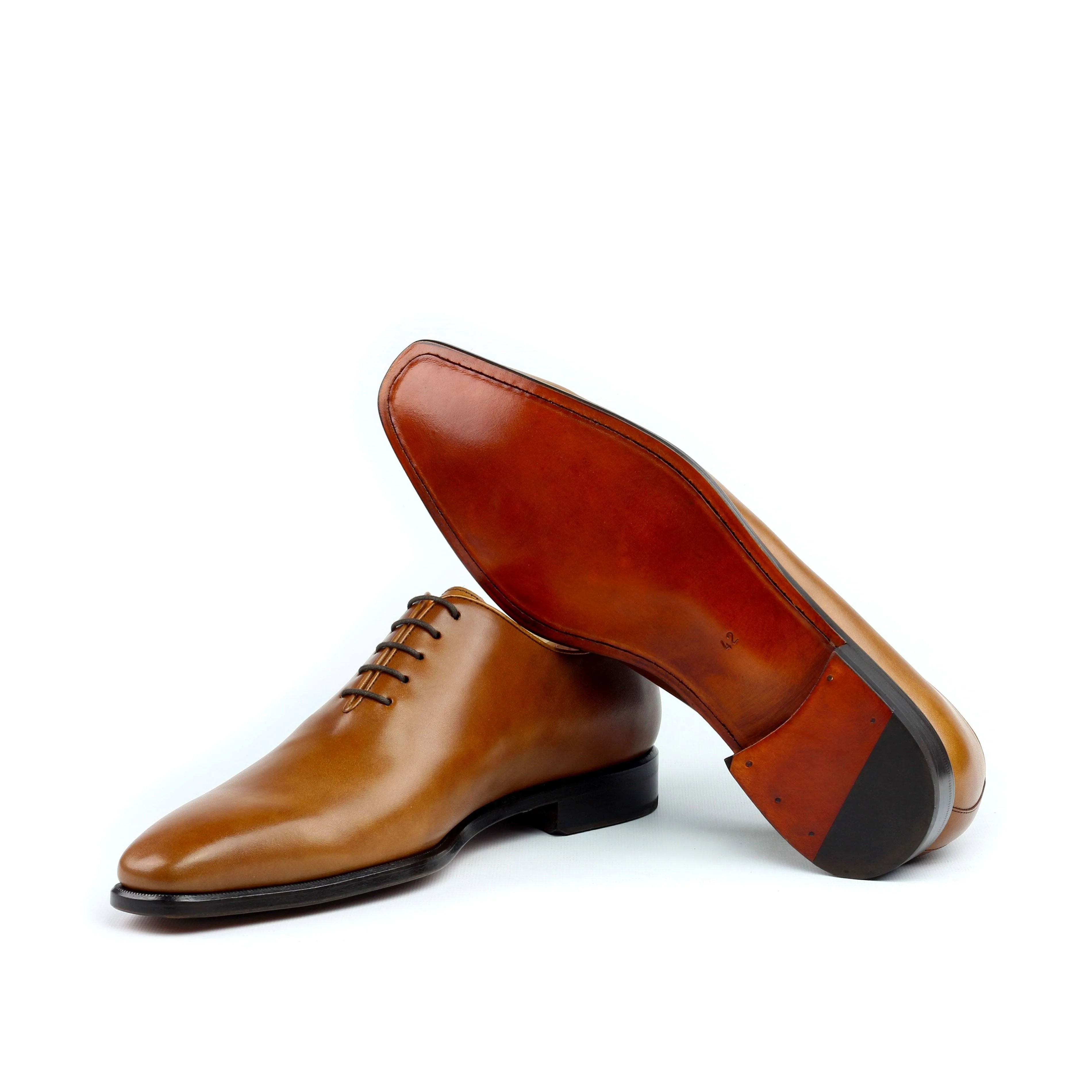 All-Day Outfit Comfort Fit EPICTETUS - Unique Handcrafted Golden Brown Wholecut Oxford Formal Dress Shoes by Le Ruux